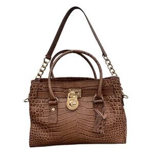Michael Kors Hamilton Leather Top Handle Bag with Gold Hardware